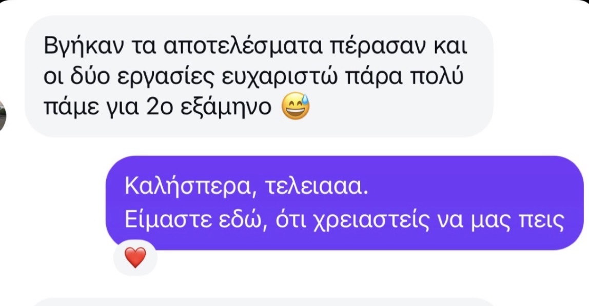 Στιγμιότυπο πραγματικής συνομιλίας με φοιτητή 29